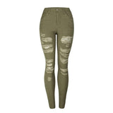 Women's High Waist Piercing Jeans Military - LuxNovaHub 