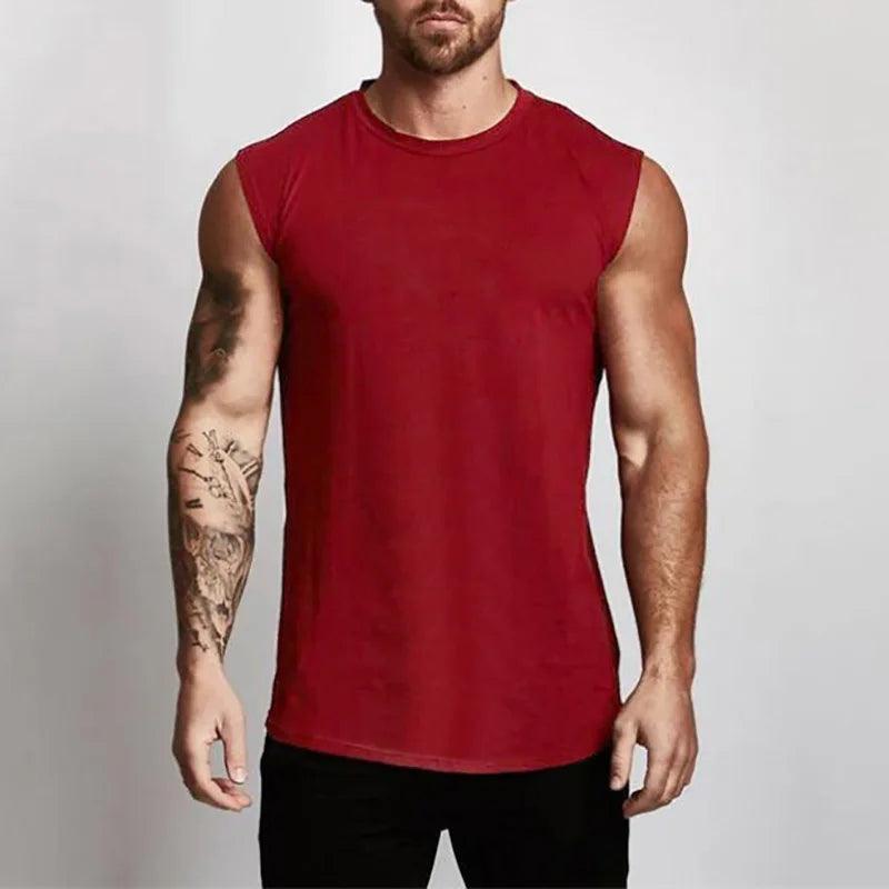 Cotton Gym Clothing Mens Workout Sleeveless Shirt - LuxNovaHub 