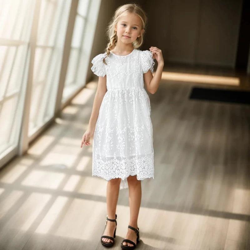 Girls Dress Lace Floral Dress For Kids Girl - LuxNovaHub 