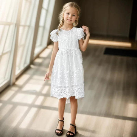 Girls Dress Lace Floral Dress For Kids Girl - LuxNovaHub 