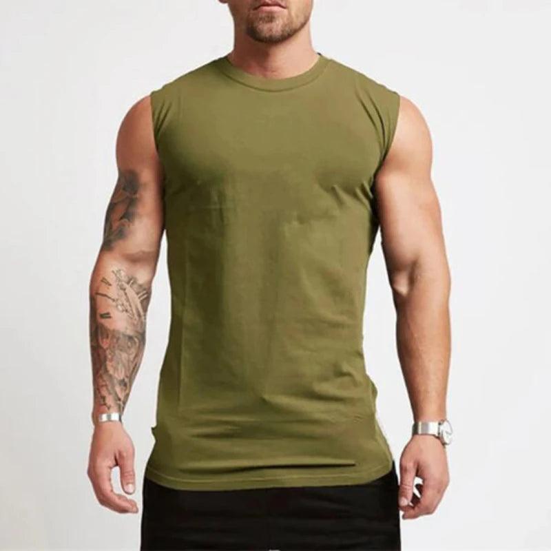 Cotton Gym Clothing Mens Workout Sleeveless Shirt - LuxNovaHub 