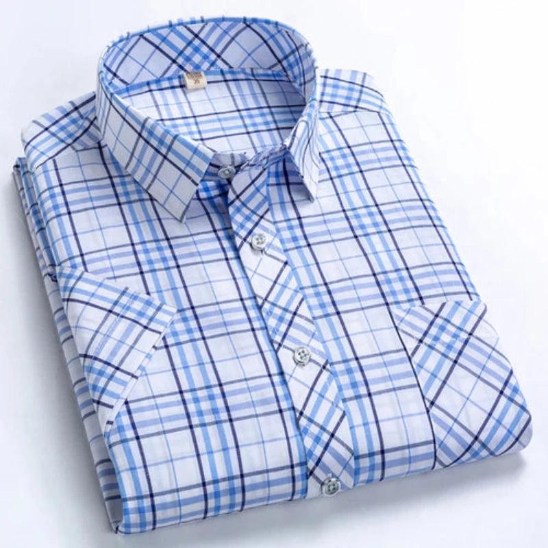 High Quality Men's Plaid Short Sleeve Shirts Business - LuxNovaHub 