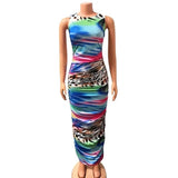 Tie Dye Leopard Tank Sleeveless Bodycon - LuxNovaHub 