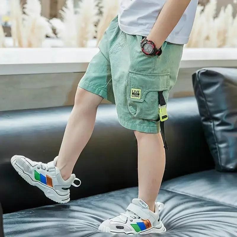 Boys Shorts Summer Loose Pants Teenage Trouser Pocket - LuxNovaHub 