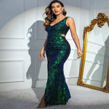 Sexy vintage maxi summer sequin dress women 2024 elegant - LuxNovaHub 