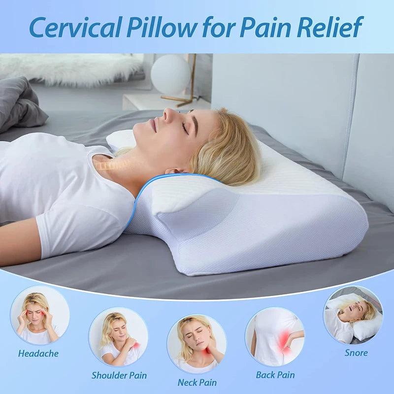 1pc Memory Foam Cervical Pillow, 2 in 1 Ergonomic - LuxNovaHub 