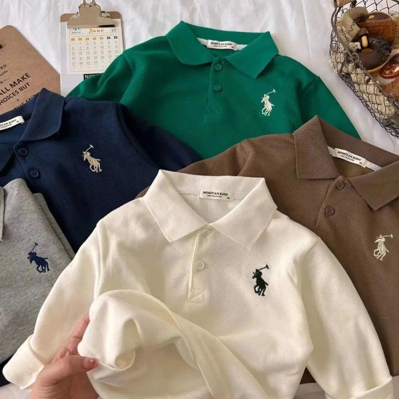 Spring Autumn Children's Clothes Long Sleeved Polo Shirt - LuxNovaHub 