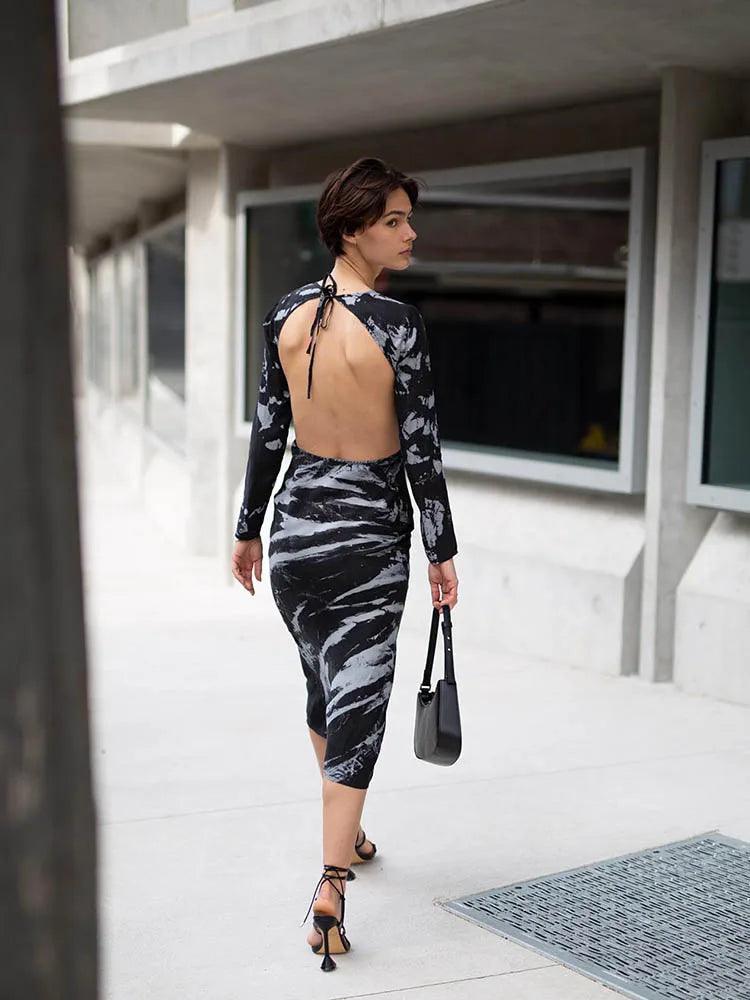 Streetwear Fashion Backless Lace Up Maxi - LuxNovaHub 