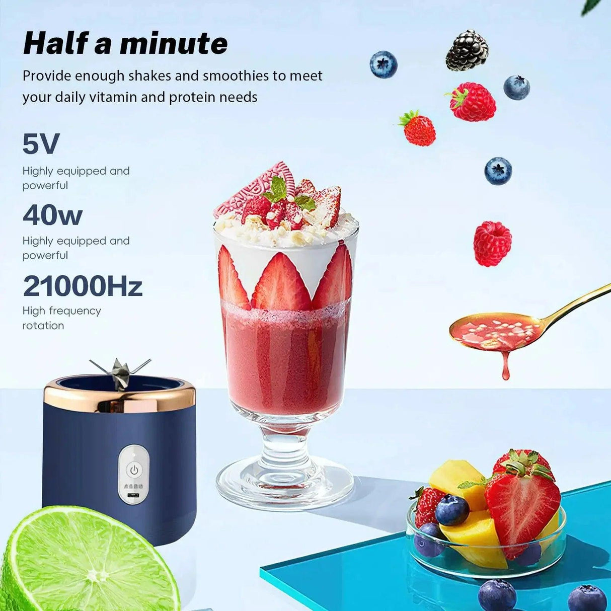 Portable Double-Cup USB Juicer & Smoothie Blender - Rechargeable, Compact & Powerful