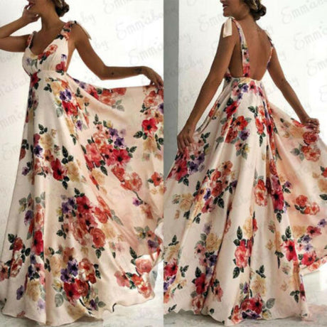 Neck Sundress Sexy Long Dress Backless Evening - LuxNovaHub 