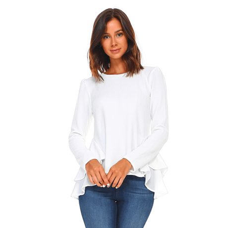 Women's Long Sleeve Ruffle Top - LuxNovaHub 