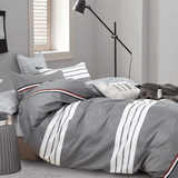 Kevin Gray/White Striped 100% Cotton Comforter Set - LuxNovaHub 