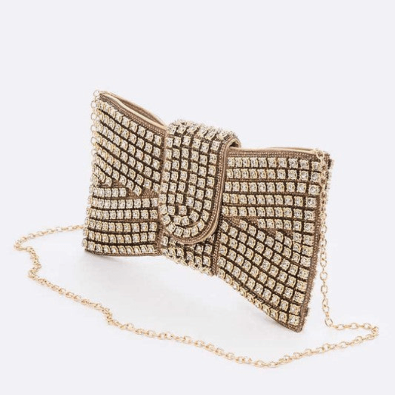 Rhinestone Bowtie Iconic Clutch Bag - LuxNovaHub 