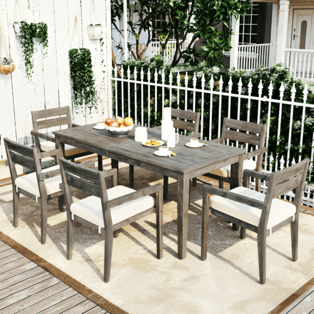 Acacia Wood Outdoor Dining Table - LuxNovaHub 