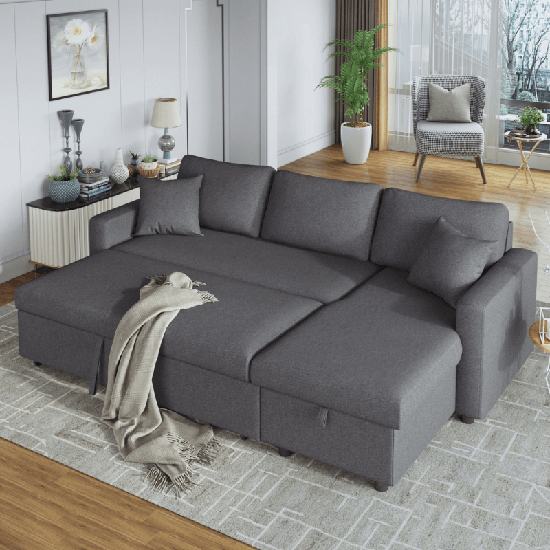 Sleeper Sectional Sofa Grey - LuxNovaHub 