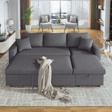 Sleeper Sectional Sofa Grey - LuxNovaHub 