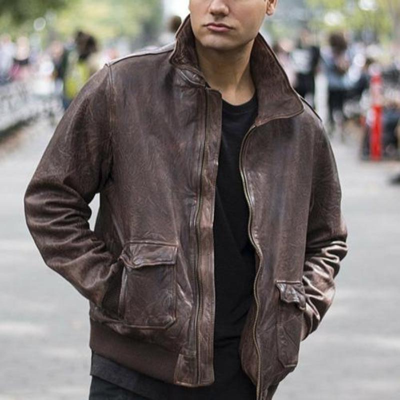 Bomber Leather Jacket - LuxNovaHub 