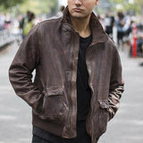 Bomber Leather Jacket - LuxNovaHub 