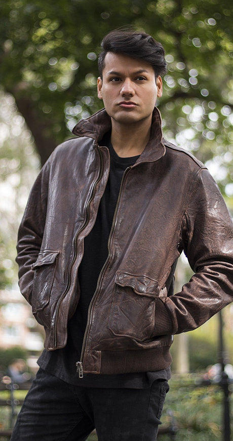 Bomber Leather Jacket - LuxNovaHub 