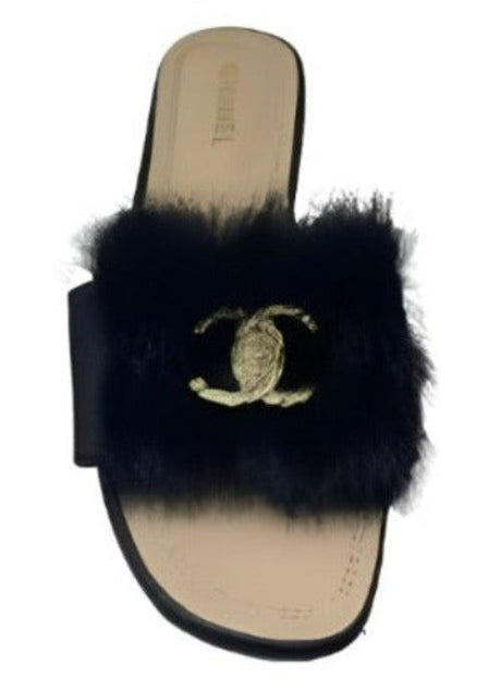 Women's Fashion Design Fur Slide Sandals - LuxNovaHub 