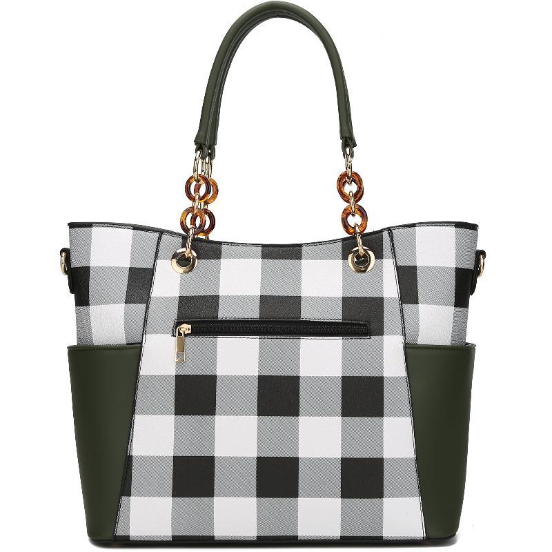 Mariely Checker Tote Handbag - LuxNovaHub 