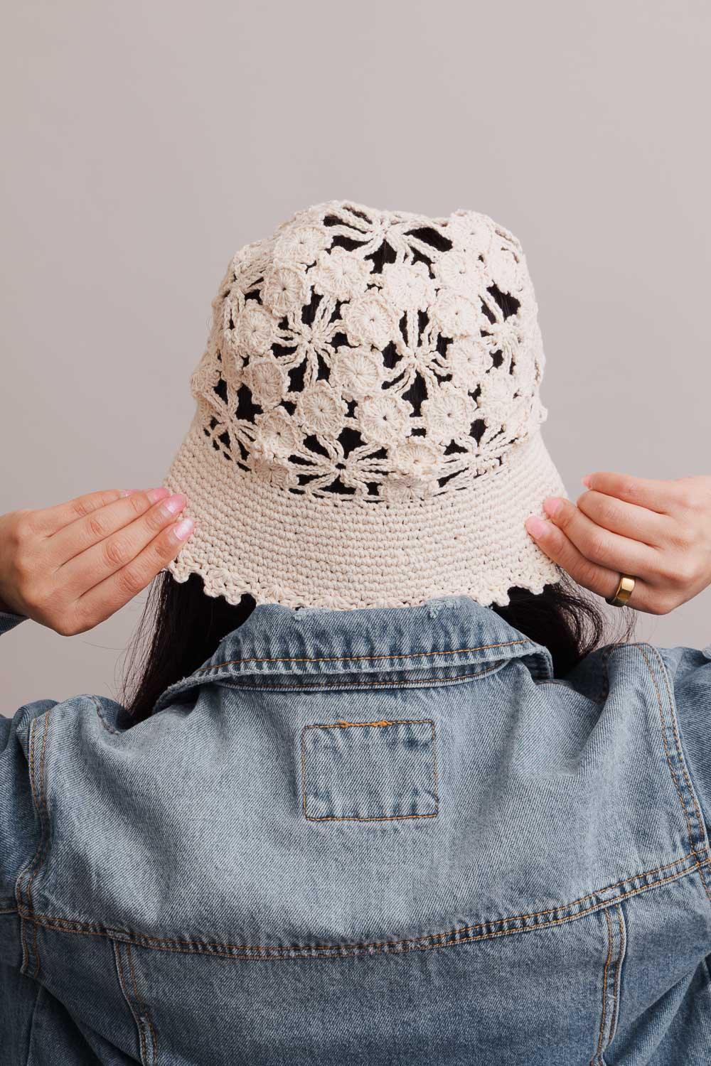 Floral Crochet Bucket Sun Hat - LuxNovaHub 