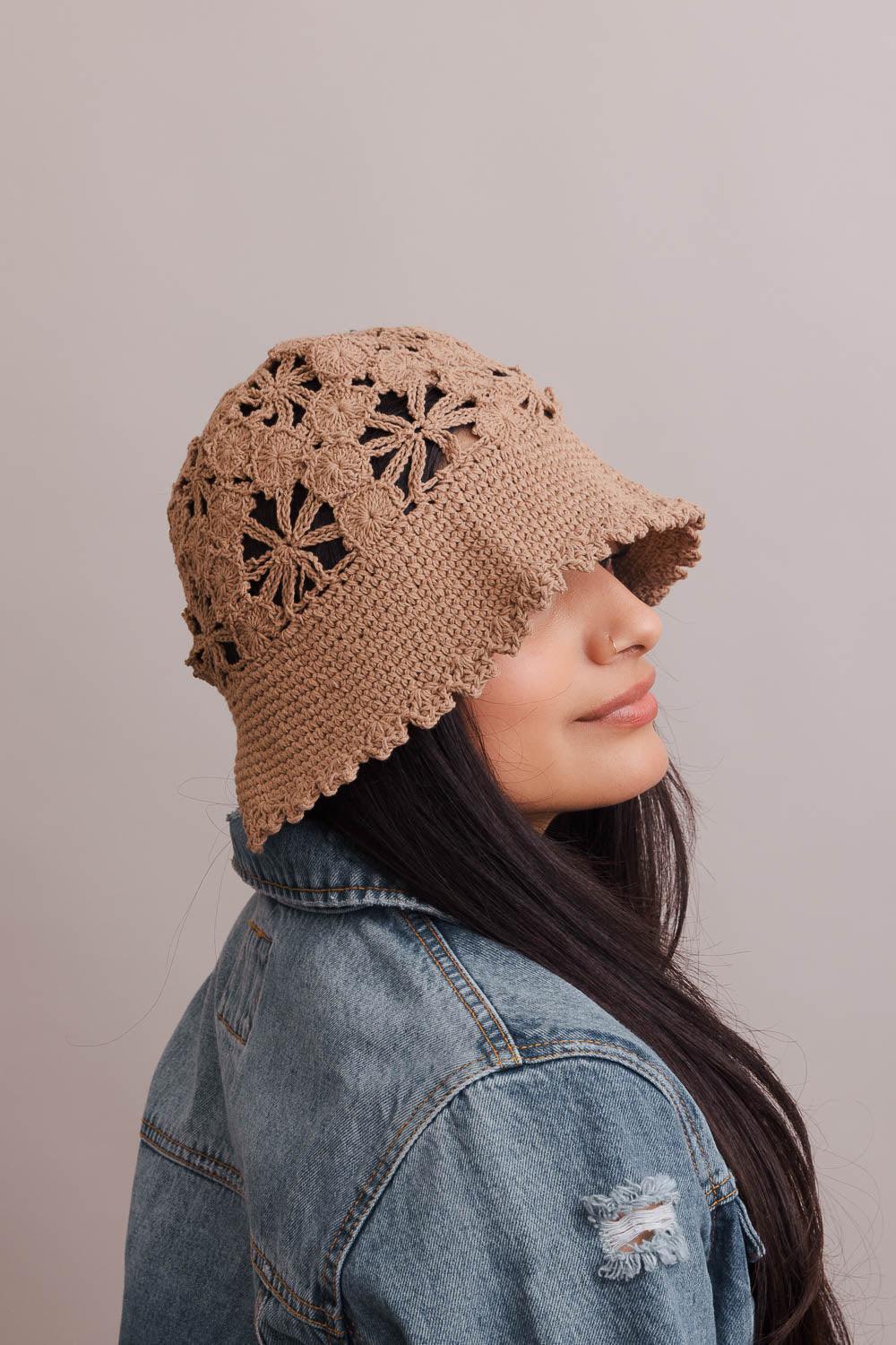 Floral Crochet Bucket Sun Hat - LuxNovaHub 