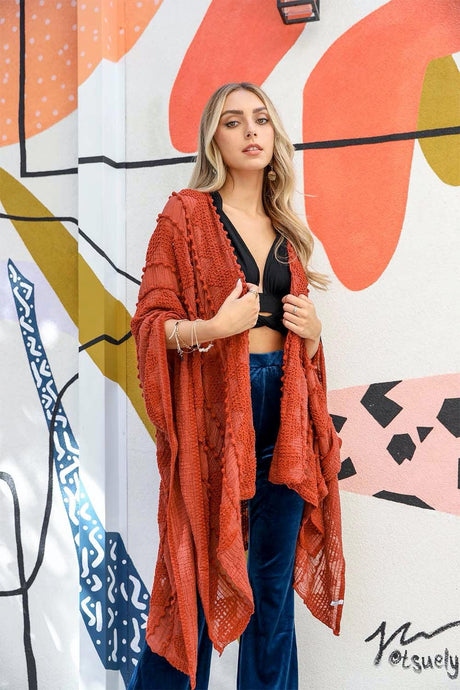 Soft Embroidered Zig Zag Kimono - LuxNovaHub 