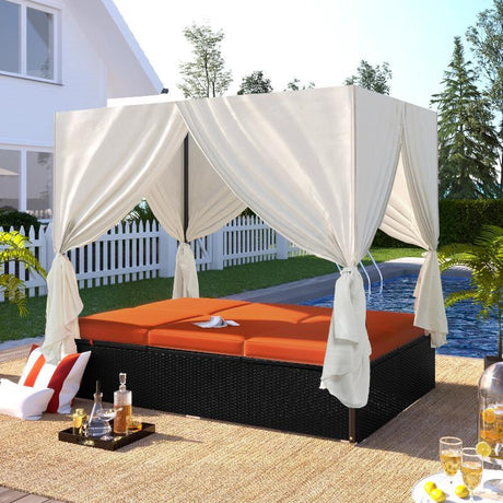 Outdoor Patio Wicker Sunbed Daybed - LuxNovaHub 