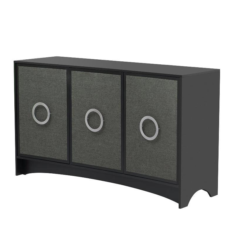 Curved Design Storage Cabinet with Three Doors - LuxNovaHub 