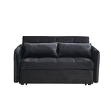 Twins Pull Out Sofa Bed Black Velvet - LuxNovaHub 