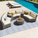 6 - Person Fan-shaped Rattan - LuxNovaHub 