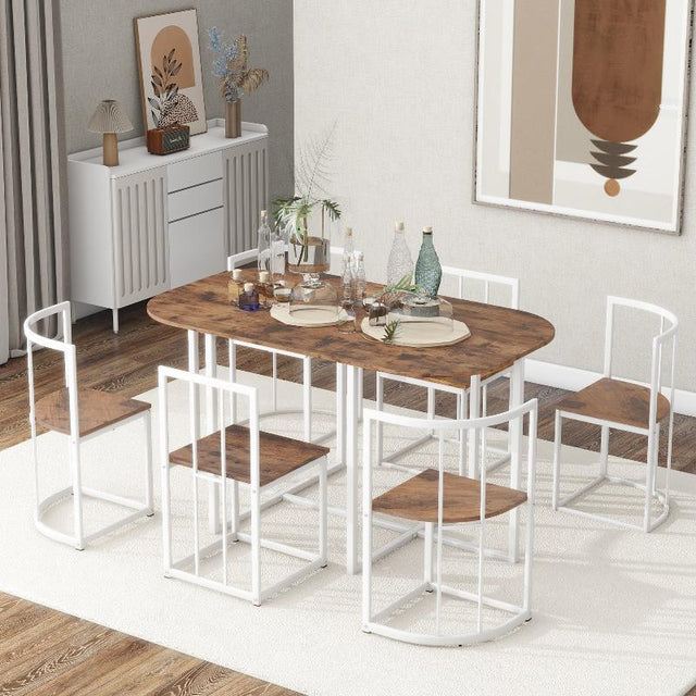 Modern 7-Piece Dining Table Set - LuxNovaHub 