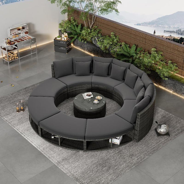 Furniture Luxury Circular Outdoor Sofa Set - LuxNovaHub 