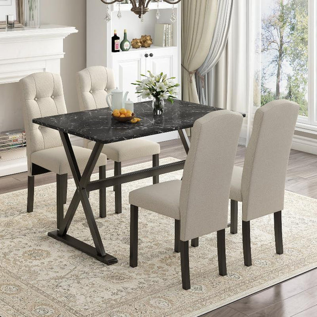 5-Piece Dining Table Set with Faux Marble - LuxNovaHub 