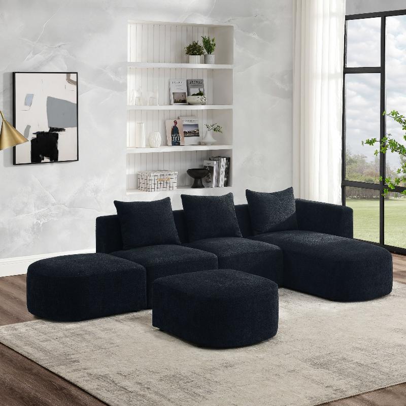 L Shape Sectional Sofa with Right Side Chaise - LuxNovaHub 