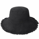 Wide Brim Frayed Bucket Hat - LuxNovaHub 