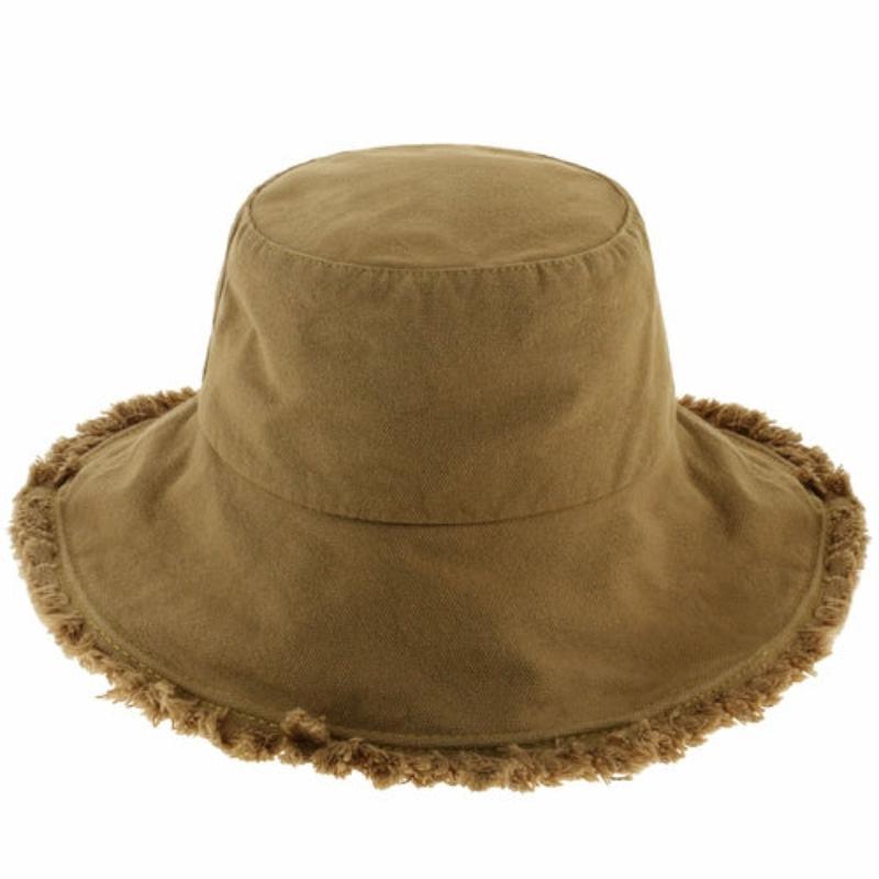 Wide Brim Frayed Bucket Hat - LuxNovaHub 