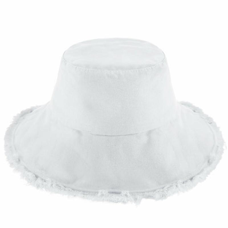 Wide Brim Frayed Bucket Hat - LuxNovaHub 