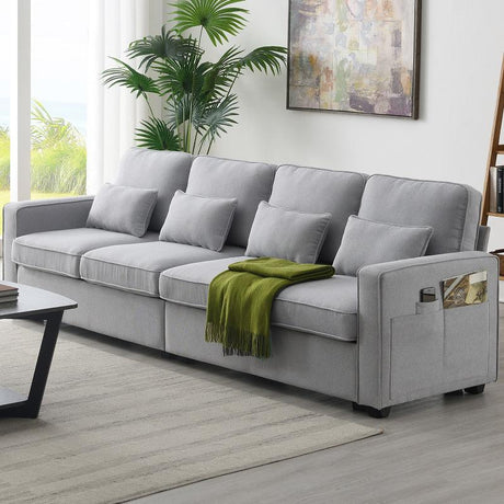 104-Inch 4-Seater Modern Linen Fabric Sofa – Stylish & Comfortable Living Room Furniture - LuxNovaHub 