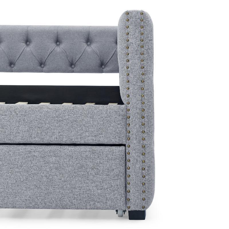 Daybed with Trundle Upholstered Tufted - LuxNovaHub 