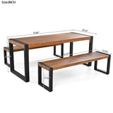 3-pieces Outdoor Dining Table With 2 Benches - LuxNovaHub 