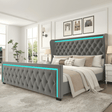 King Platform Bed Frame With High headboard - LuxNovaHub 