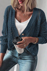 Dark Khaki Open Knit Drop Shoulder - LuxNovaHub 