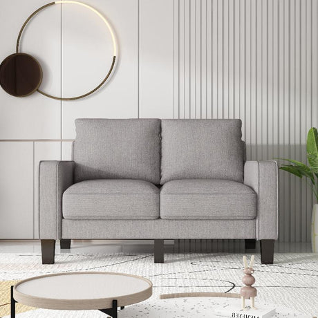 Living Room Furniture Loveseat in Light Grey Fabric - LuxNovaHub 