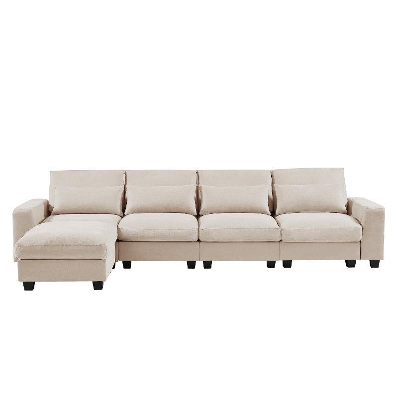 Modern Large L-Shape Feather Filled Sectional - LuxNovaHub 