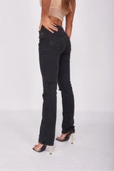 Charcoal Distressed Knee Rip Straight - LuxNovaHub 