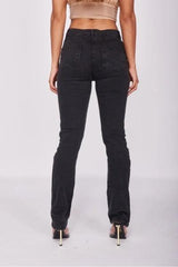 Charcoal Distressed Knee Rip Straight - LuxNovaHub 