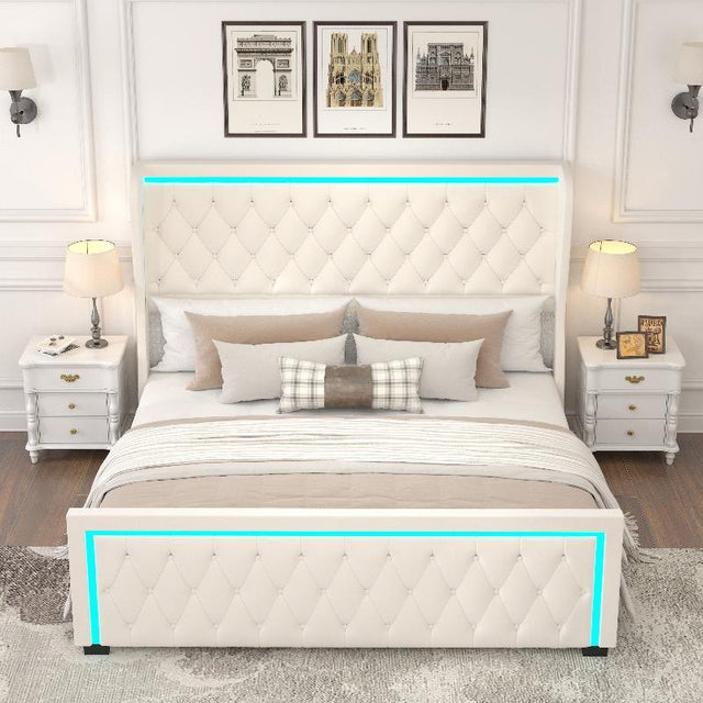 Queen Platform Bed Frame With High headboard - LuxNovaHub 