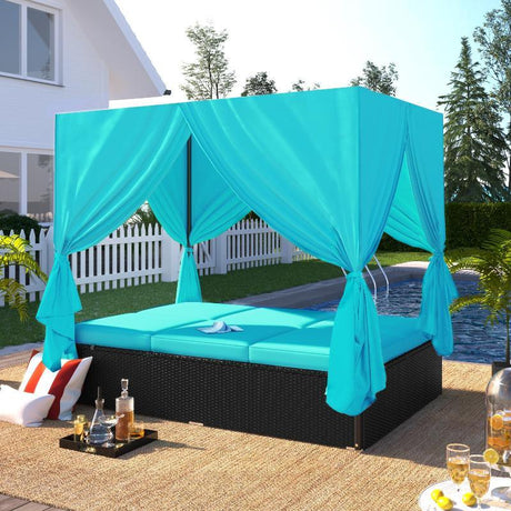 Outdoor Patio Wicker Sunbed Daybed - LuxNovaHub 